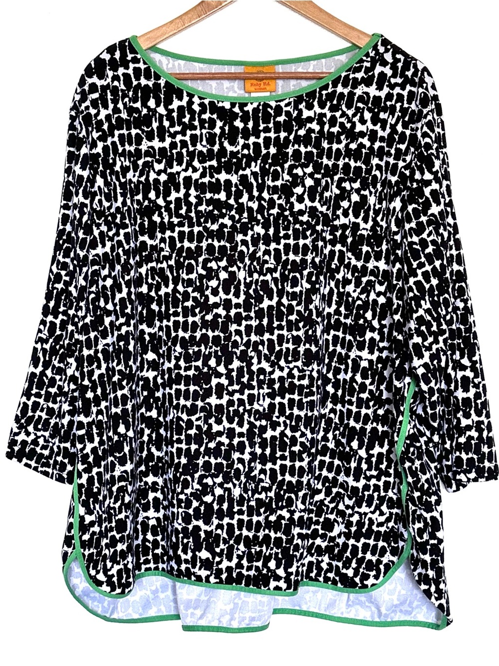 Ruby Rd. Plus Shirt Women’s 3X Geometric Boho 3/4 Sleeve Pullover Top